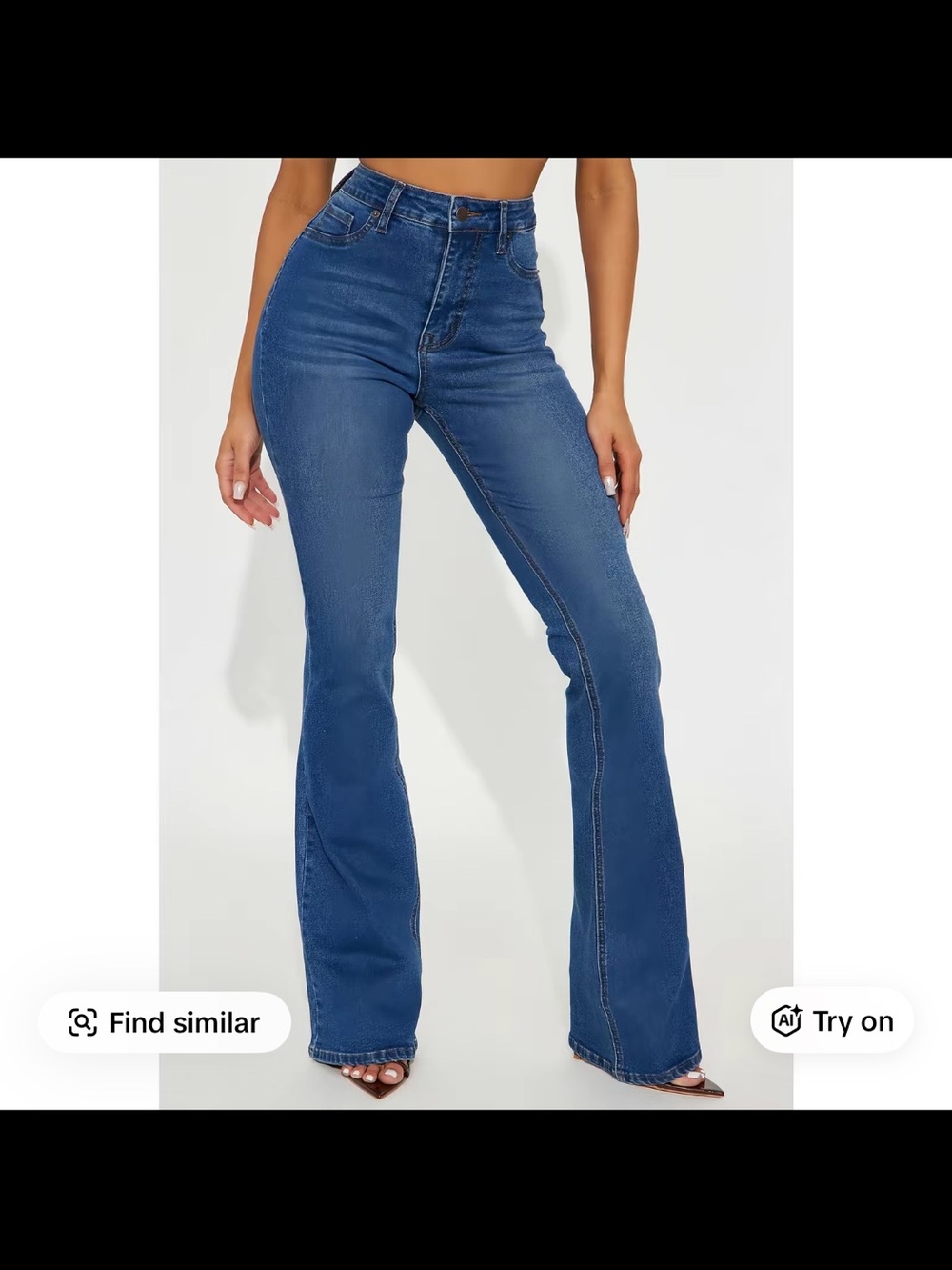 Fashion Nova Dark Blue High-Waist Flare Jeans